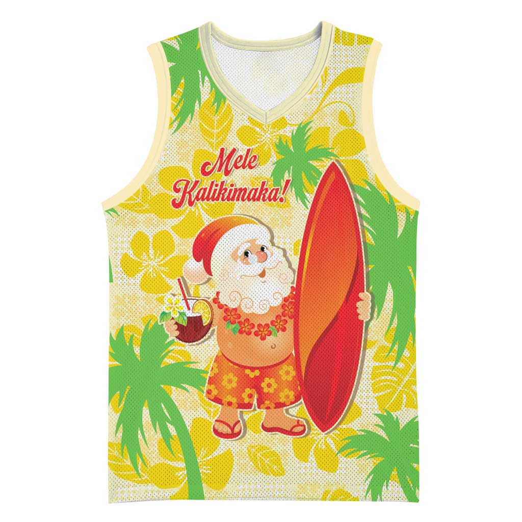 Aloha Hawaii Christmas Basketball Jersey Mele Kalikimaka Funny Santa Palaka Quilt Motifs LT14 Unisex Yellow - Polynesian Pride