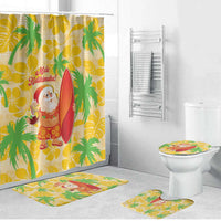Aloha Hawaii Christmas Bathroom Set Mele Kalikimaka Funny Santa Palaka Quilt Motifs LT14 Bathroom Set (4 pcs) Yellow - Polynesian Pride