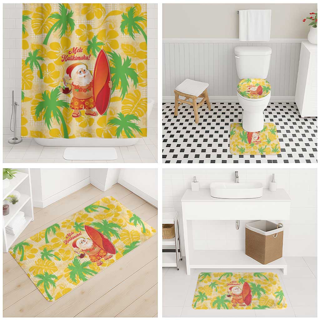 Aloha Hawaii Christmas Bathroom Set Mele Kalikimaka Funny Santa Palaka Quilt Motifs LT14 - Polynesian Pride