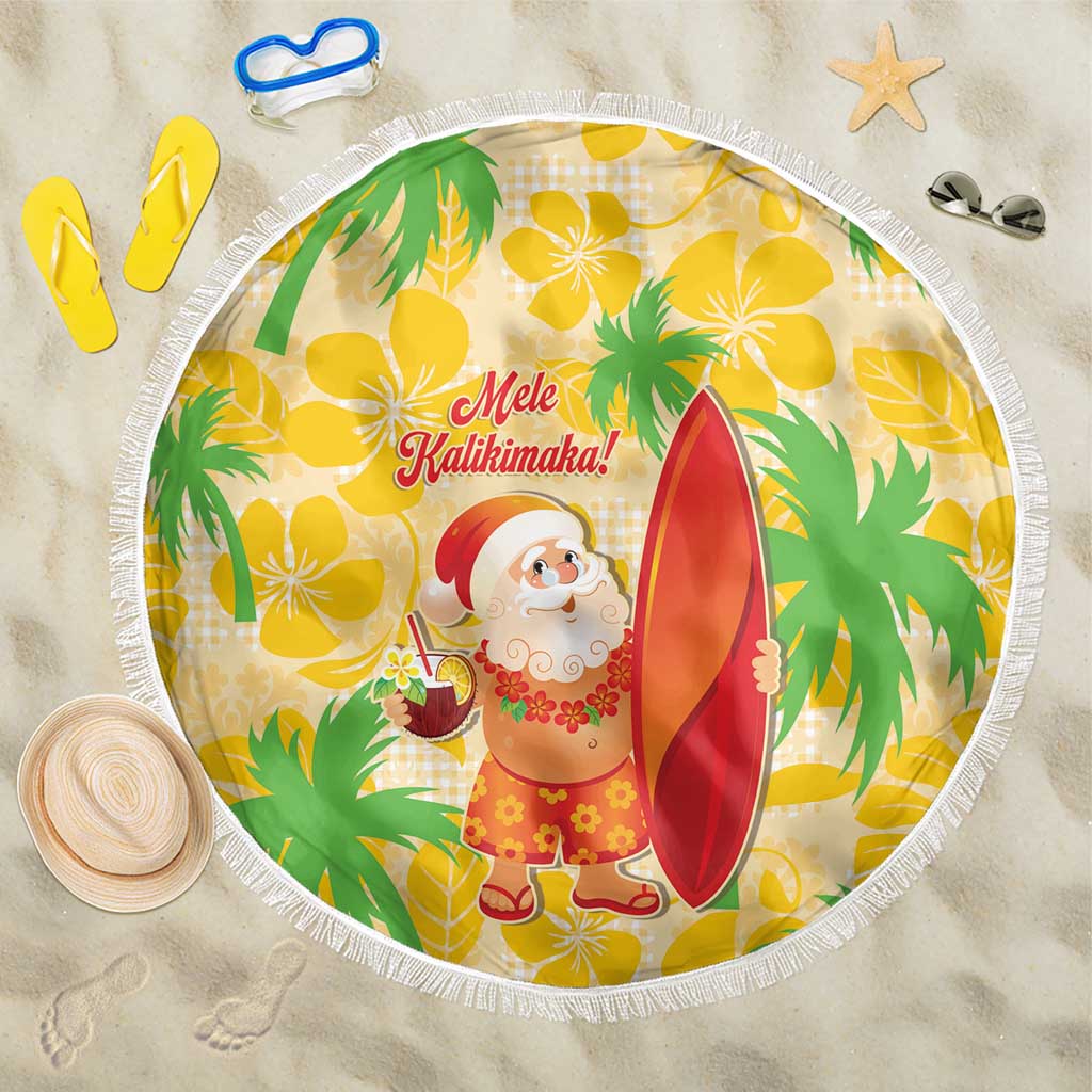 Aloha Hawaii Christmas Beach Blanket Mele Kalikimaka Funny Santa Palaka Quilt Motifs LT14 One Size 150cm Yellow - Polynesian Pride