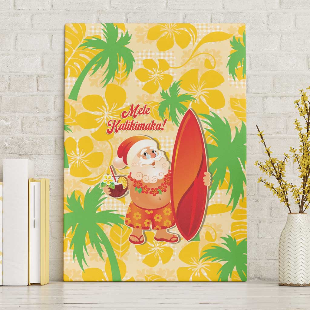 Aloha Hawaii Christmas Canvas Wall Art Mele Kalikimaka Funny Santa Palaka Quilt Motifs LT14 Without Frame Yellow - Polynesian Pride