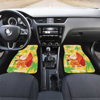 Aloha Hawaii Christmas Car Mats Mele Kalikimaka Funny Santa Palaka Quilt Motifs LT14 Set 2pcs - Front Yellow - Polynesian Pride