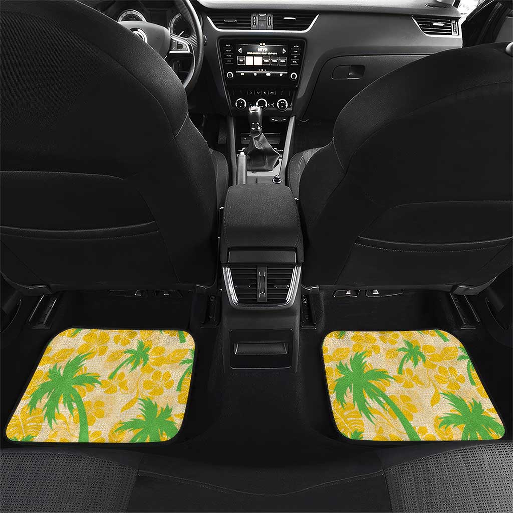 Aloha Hawaii Christmas Car Mats Mele Kalikimaka Funny Santa Palaka Quilt Motifs LT14 Set 2pcs - Back Yellow - Polynesian Pride