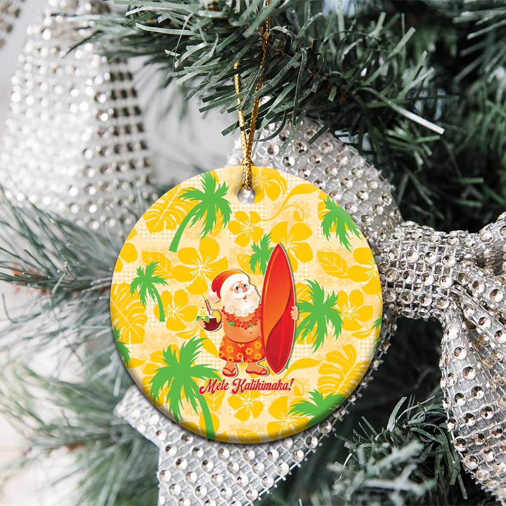Aloha Hawaii Christmas Ceramic Ornament Mele Kalikimaka Funny Santa Palaka Quilt Motifs LT14 - Polynesian Pride