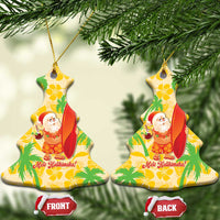 Aloha Hawaii Christmas Ceramic Ornament Mele Kalikimaka Funny Santa Palaka Quilt Motifs LT14 Christmas Tree Yellow - Polynesian Pride