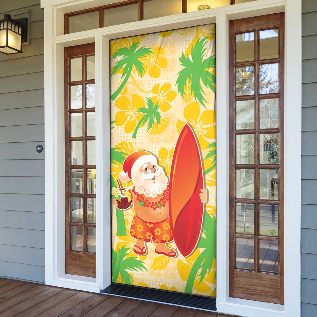 Aloha Hawaii Christmas Door Cover Mele Kalikimaka Funny Santa Palaka Quilt Motifs LT14 - Polynesian Pride