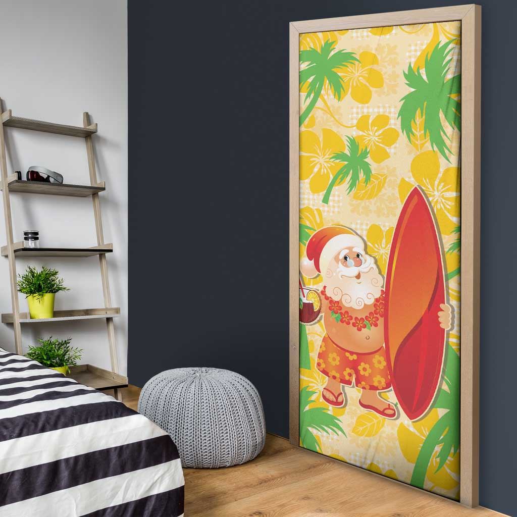 Aloha Hawaii Christmas Door Cover Mele Kalikimaka Funny Santa Palaka Quilt Motifs LT14 - Polynesian Pride