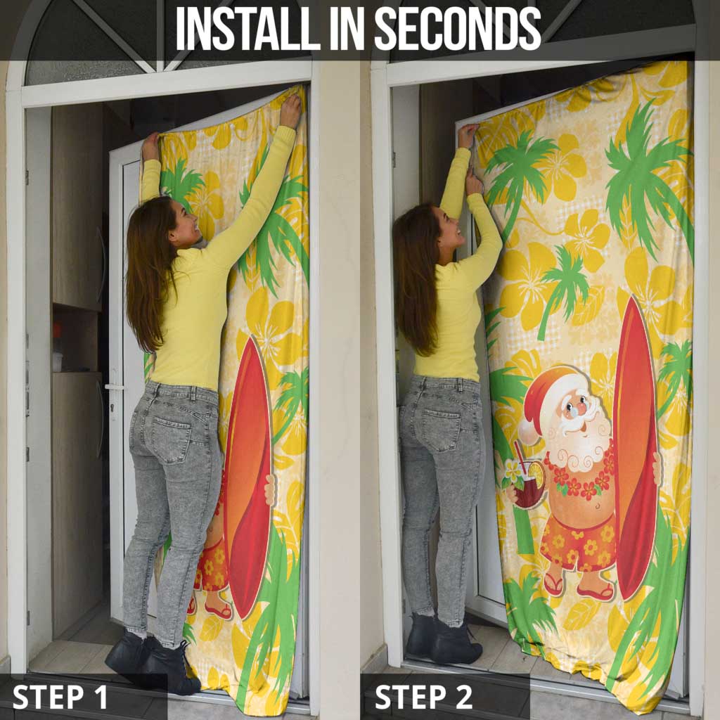 Aloha Hawaii Christmas Door Cover Mele Kalikimaka Funny Santa Palaka Quilt Motifs LT14 - Polynesian Pride