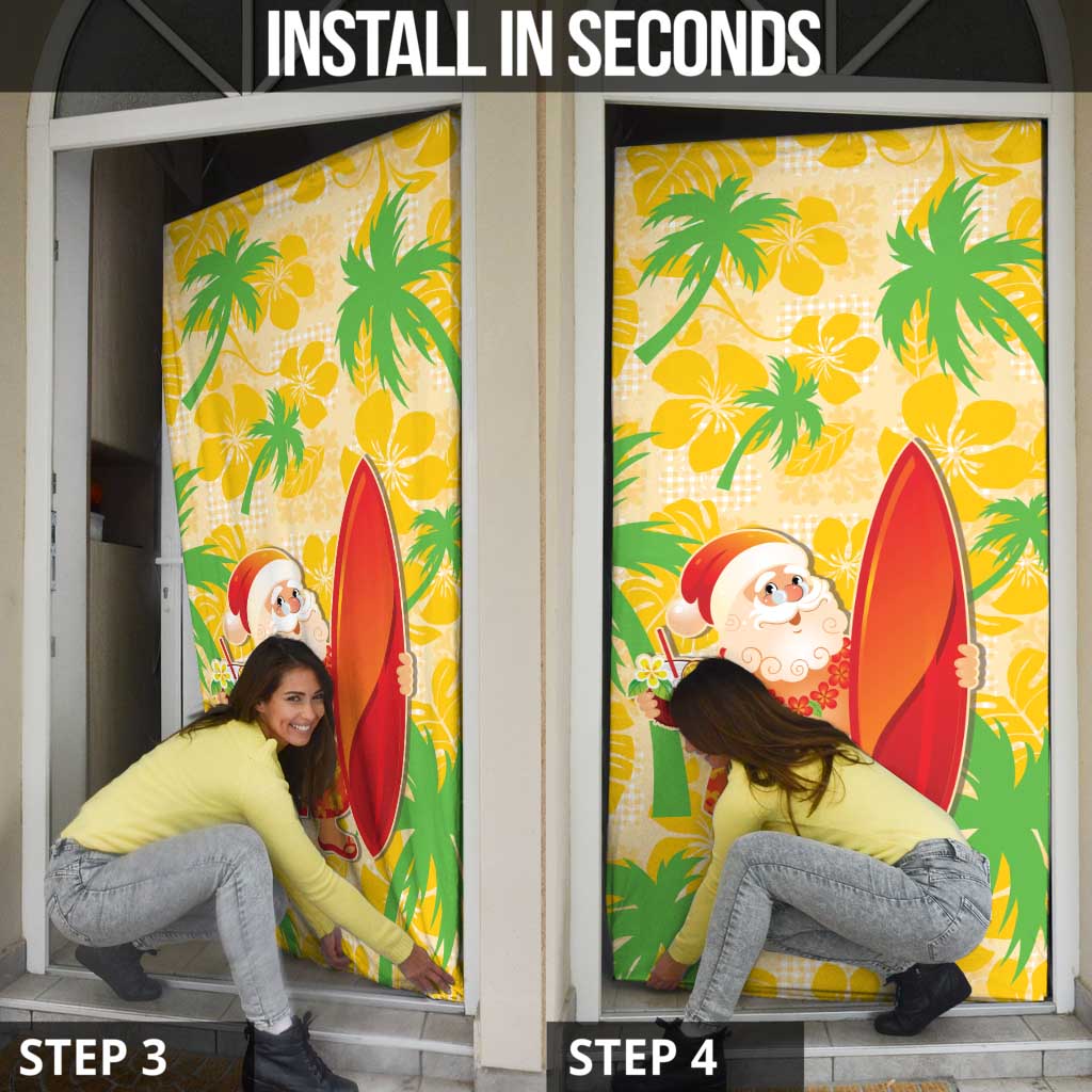 Aloha Hawaii Christmas Door Cover Mele Kalikimaka Funny Santa Palaka Quilt Motifs LT14 - Polynesian Pride