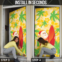 Aloha Hawaii Christmas Door Cover Mele Kalikimaka Funny Santa Palaka Quilt Motifs LT14 - Polynesian Pride