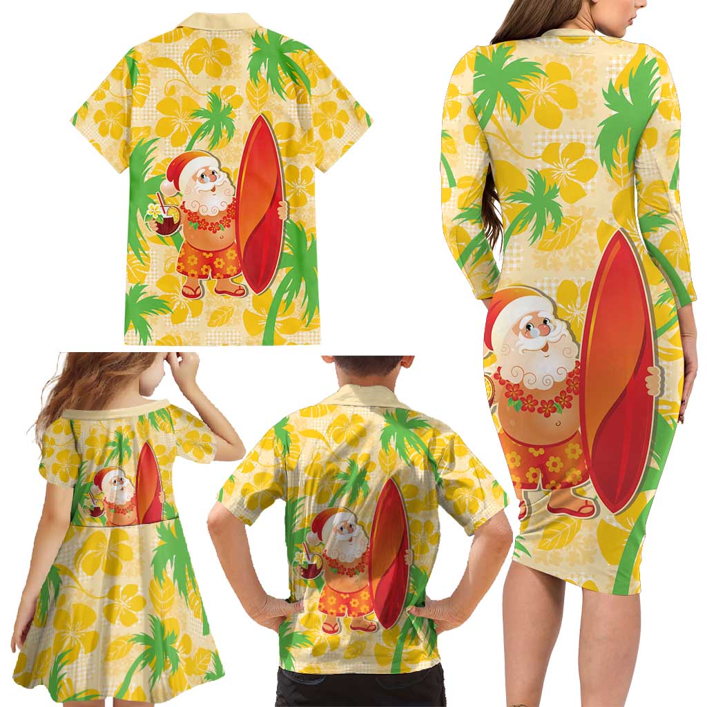 Aloha Hawaii Christmas Family Matching Long Sleeve Bodycon Dress and Hawaiian Shirt Mele Kalikimaka Funny Santa Palaka Quilt Motifs LT14 - Polynesian Pride