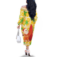 Aloha Hawaii Christmas Family Matching Off The Shoulder Long Sleeve Dress and Hawaiian Shirt Mele Kalikimaka Funny Santa Palaka Quilt Motifs LT14 - Polynesian Pride