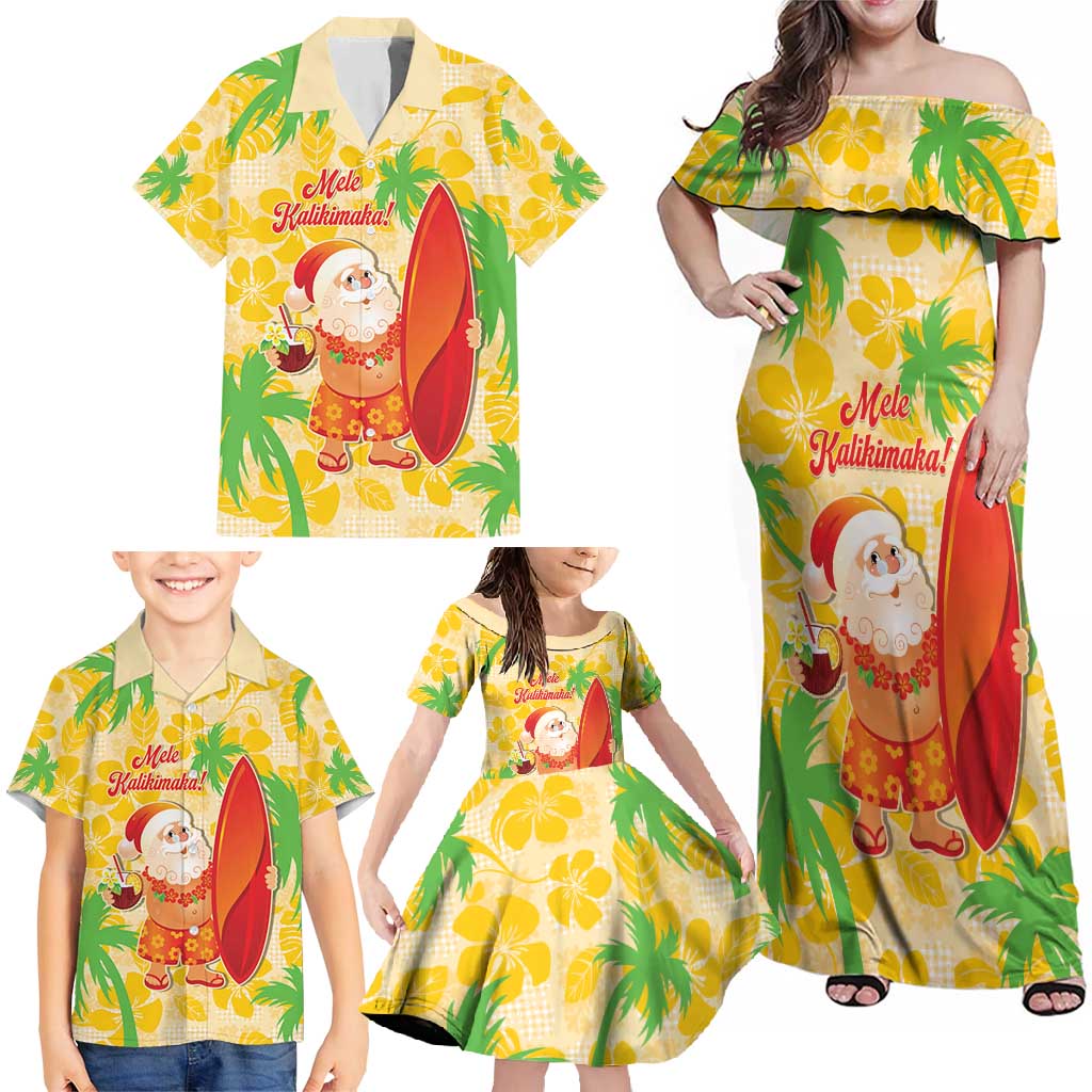 Aloha Hawaii Christmas Family Matching Off Shoulder Maxi Dress and Hawaiian Shirt Mele Kalikimaka Funny Santa Palaka Quilt Motifs LT14 - Polynesian Pride