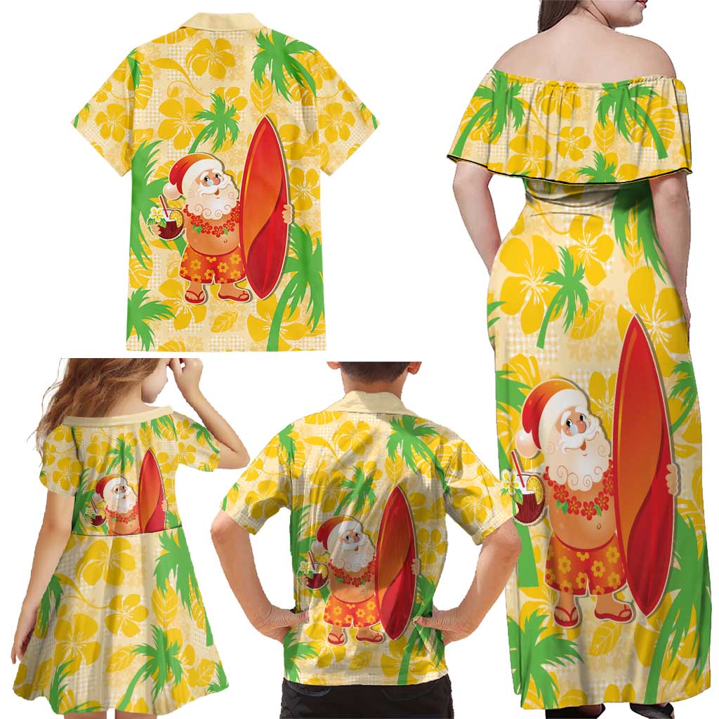 Aloha Hawaii Christmas Family Matching Off Shoulder Maxi Dress and Hawaiian Shirt Mele Kalikimaka Funny Santa Palaka Quilt Motifs LT14 - Polynesian Pride