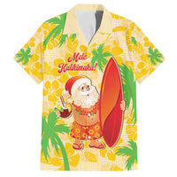 Aloha Hawaii Christmas Family Matching Off Shoulder Maxi Dress and Hawaiian Shirt Mele Kalikimaka Funny Santa Palaka Quilt Motifs LT14 Dad's Shirt - Short Sleeve Yellow - Polynesian Pride