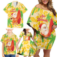 Aloha Hawaii Christmas Family Matching Off Shoulder Short Dress and Hawaiian Shirt Mele Kalikimaka Funny Santa Palaka Quilt Motifs LT14 - Polynesian Pride