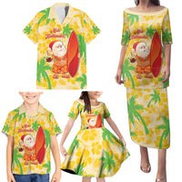 Aloha Hawaii Christmas Family Matching Puletasi and Hawaiian Shirt Mele Kalikimaka Funny Santa Palaka Quilt Motifs LT14 - Polynesian Pride