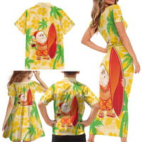 Aloha Hawaii Christmas Family Matching Short Sleeve Bodycon Dress and Hawaiian Shirt Mele Kalikimaka Funny Santa Palaka Quilt Motifs LT14 - Polynesian Pride