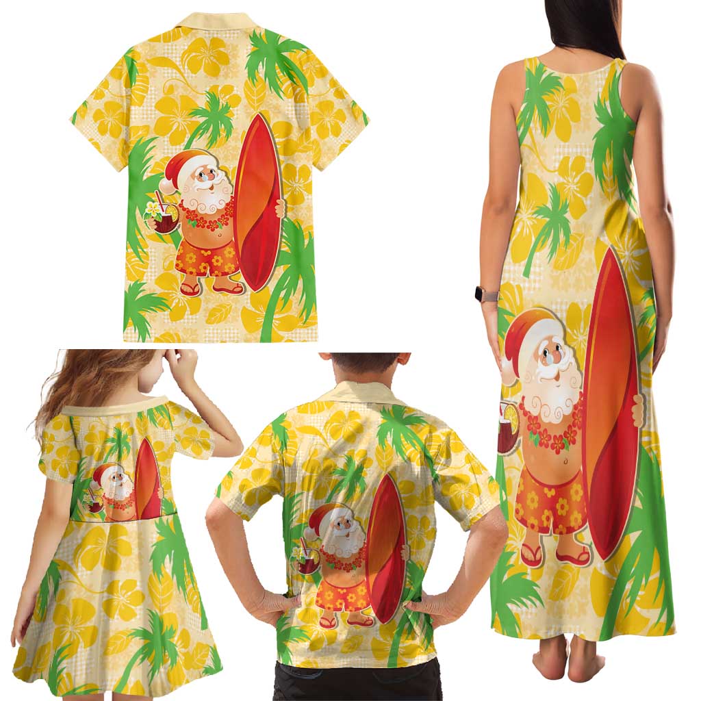 Aloha Hawaii Christmas Family Matching Tank Maxi Dress and Hawaiian Shirt Mele Kalikimaka Funny Santa Palaka Quilt Motifs LT14 - Polynesian Pride