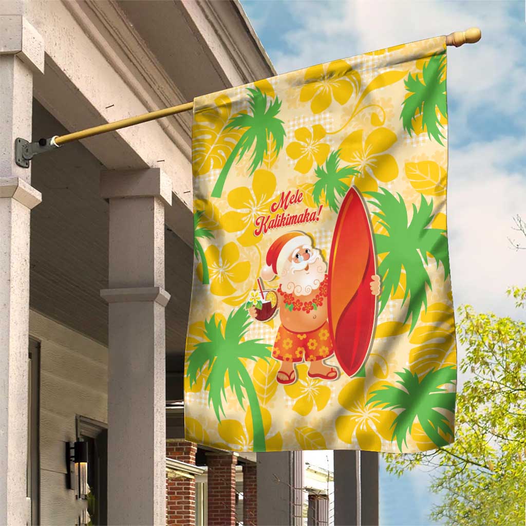 Aloha Hawaii Christmas Garden Flag Mele Kalikimaka Funny Santa Palaka Quilt Motifs LT14 House Flag Yellow - Polynesian Pride