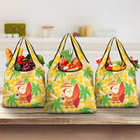 Aloha Hawaii Christmas Grocery Bag Mele Kalikimaka Funny Santa Palaka Quilt Motifs LT14 3-pack One Size Yellow - Polynesian Pride