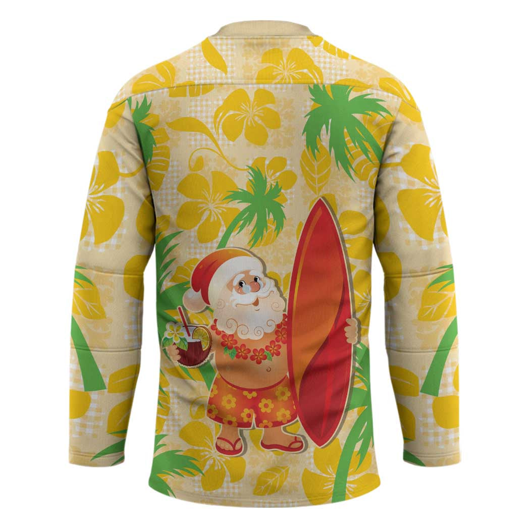 Aloha Hawaii Christmas Hockey Jersey Mele Kalikimaka Funny Santa Palaka Quilt Motifs LT14 - Polynesian Pride