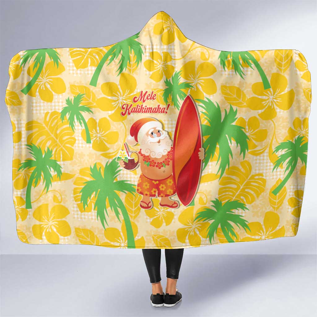 Aloha Hawaii Christmas Hooded Blanket Mele Kalikimaka Funny Santa Palaka Quilt Motifs LT14 One Size Yellow - Polynesian Pride