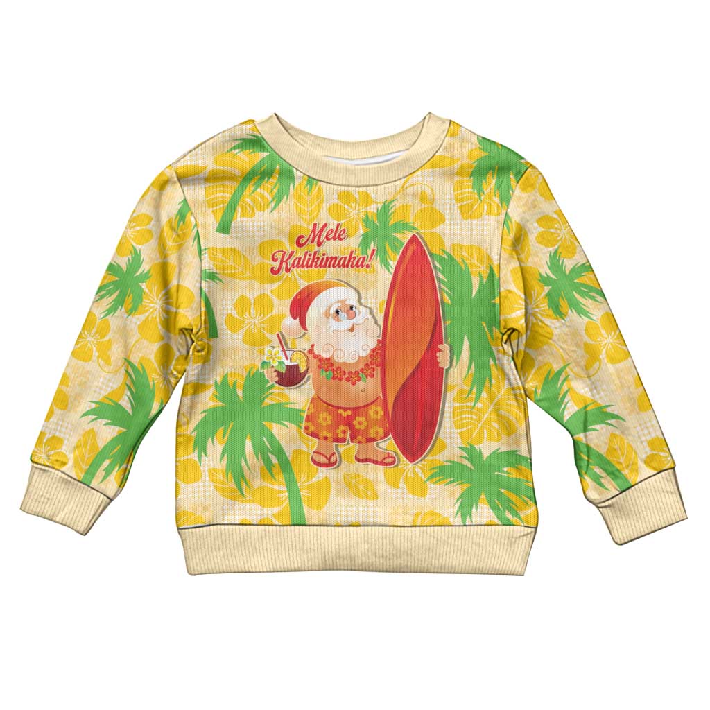 Aloha Hawaii Christmas Kid Ugly Christmas Sweater Mele Kalikimaka Funny Santa Palaka Quilt Motifs LT14 Kid Yellow - Polynesian Pride