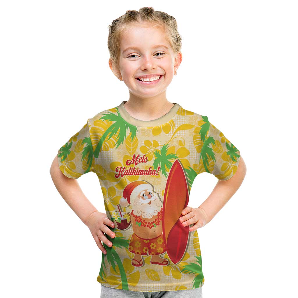 Aloha Hawaii Christmas Kid T Shirt Mele Kalikimaka Funny Santa Palaka Quilt Motifs LT14 Yellow - Polynesian Pride