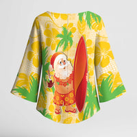 Aloha Hawaii Christmas Kimono Sleeve Blouse Mele Kalikimaka Funny Santa Palaka Quilt Motifs LT14 - Polynesian Pride