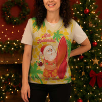 Aloha Hawaii Christmas Knitted V-Neck Vest Mele Kalikimaka Funny Santa Palaka Quilt Motifs LT14 - Polynesian Pride