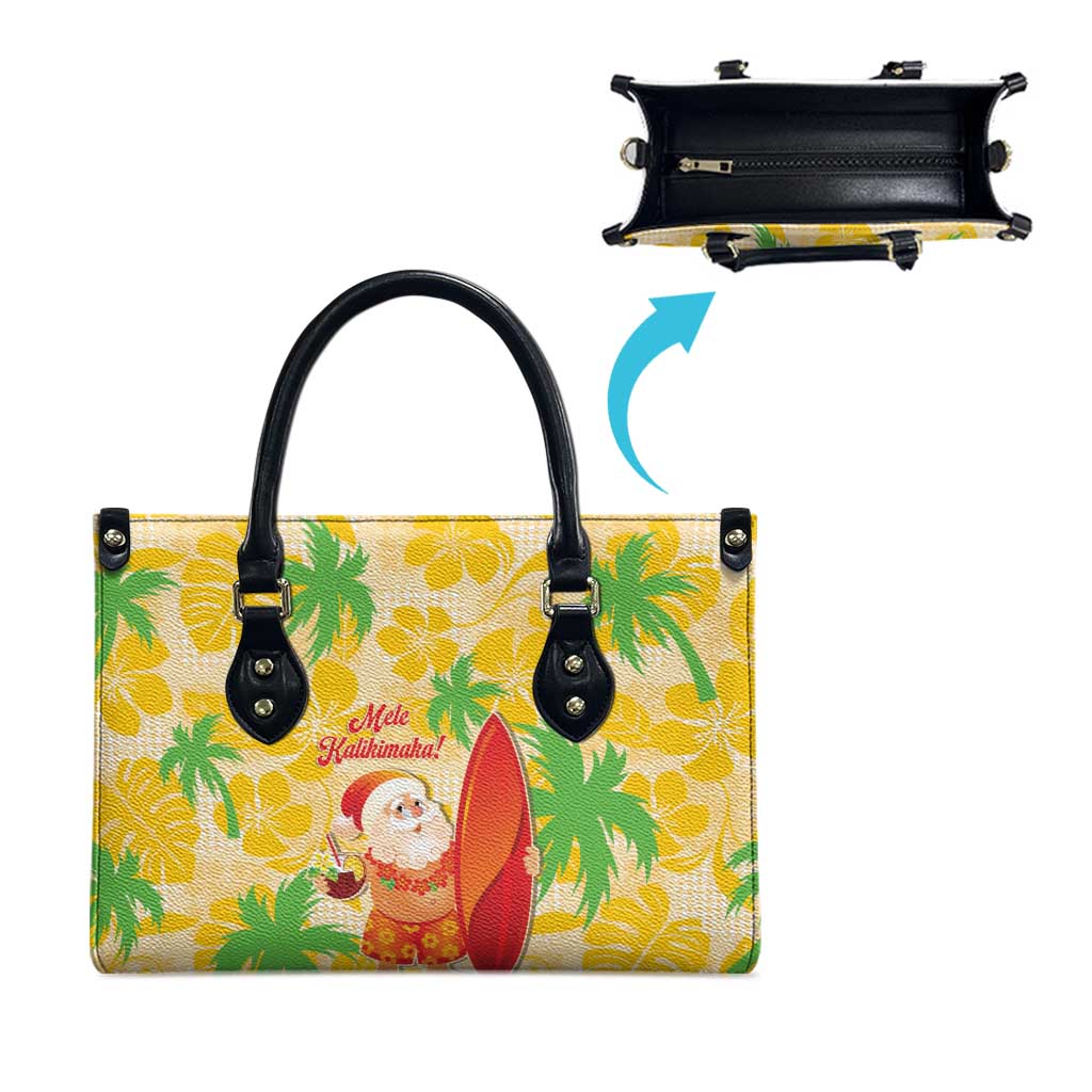 Aloha Hawaii Christmas Leather Bag Mele Kalikimaka Funny Santa Palaka Quilt Motifs LT14 - Polynesian Pride