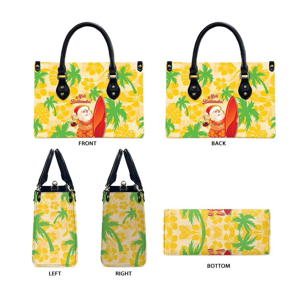 Aloha Hawaii Christmas Leather Bag Mele Kalikimaka Funny Santa Palaka Quilt Motifs LT14 - Polynesian Pride