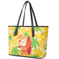 Aloha Hawaii Christmas Leather Tote Bag Mele Kalikimaka Funny Santa Palaka Quilt Motifs LT14 - Polynesian Pride