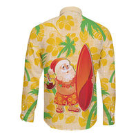 Aloha Hawaii Christmas Long Sleeve Button Shirt Mele Kalikimaka Funny Santa Palaka Quilt Motifs LT14 - Polynesian Pride