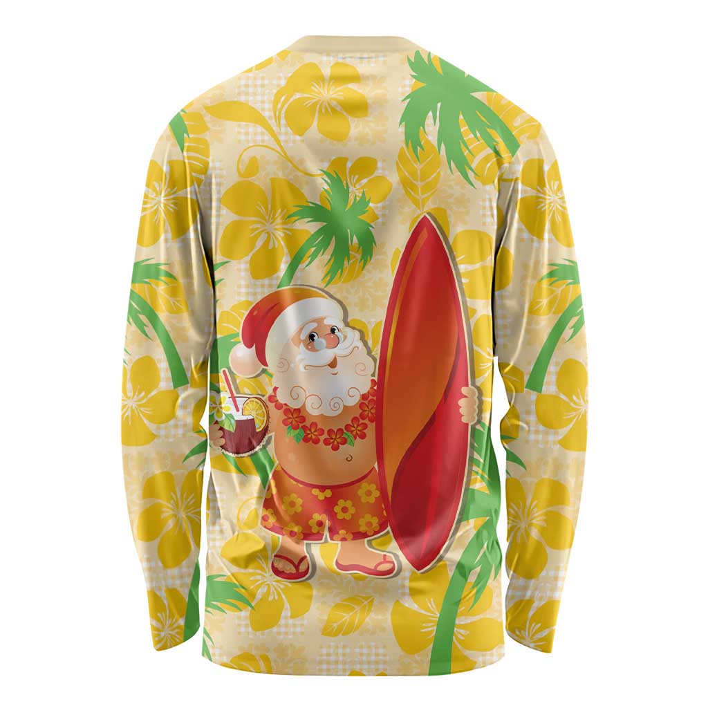Aloha Hawaii Christmas Long Sleeve Shirt Mele Kalikimaka Funny Santa Palaka Quilt Motifs LT14 - Polynesian Pride