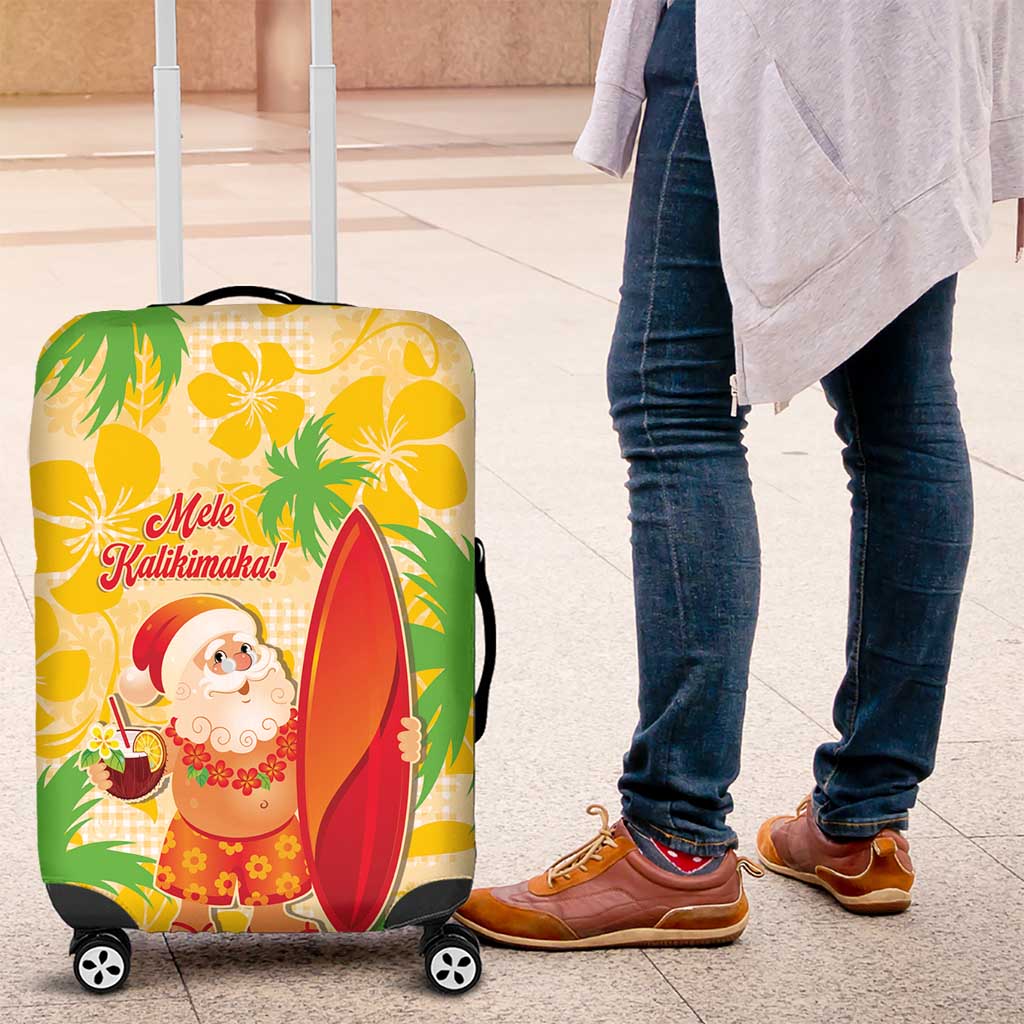 Aloha Hawaii Christmas Luggage Cover Mele Kalikimaka Funny Santa Palaka Quilt Motifs LT14 Yellow - Polynesian Pride