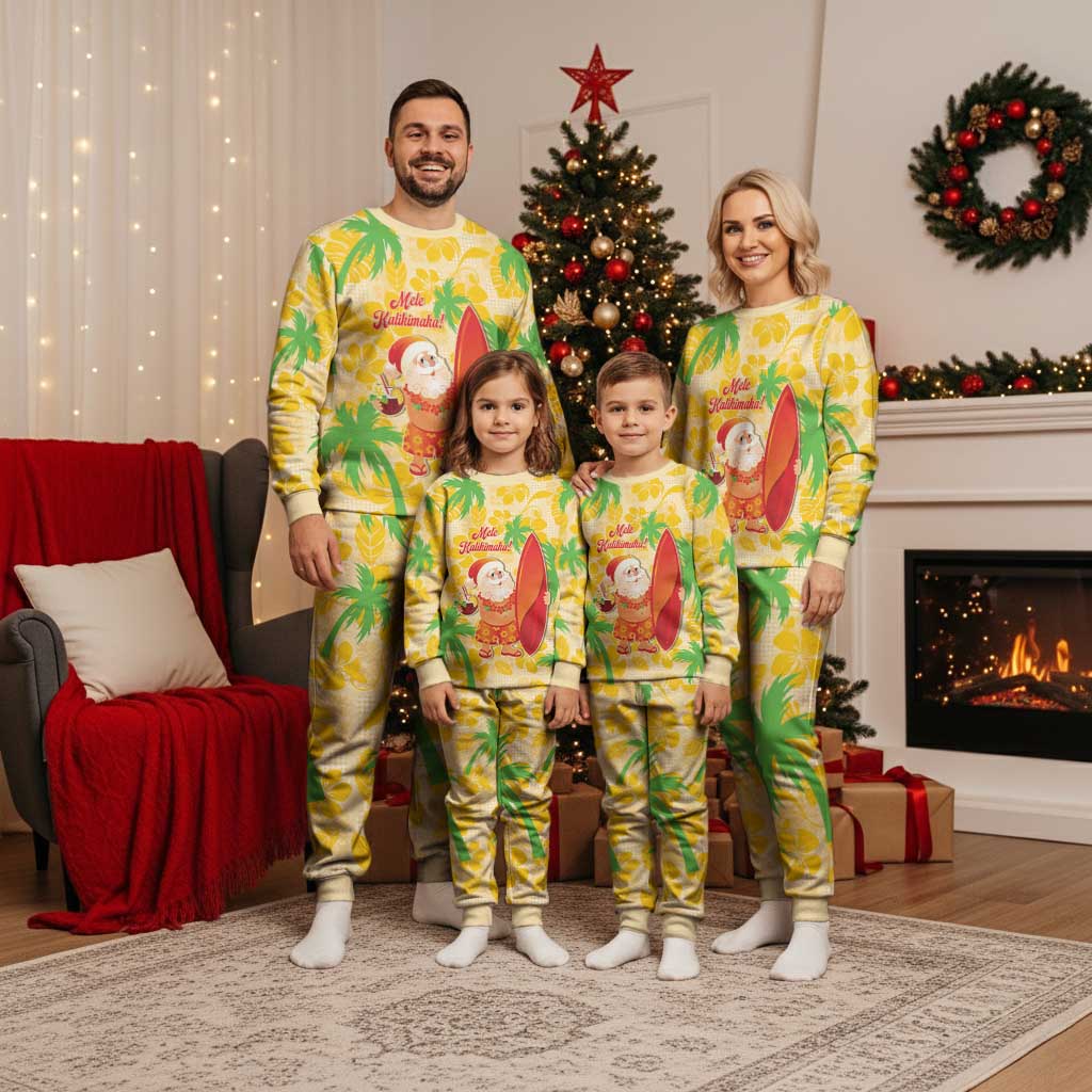Aloha Hawaii Christmas Pajama Set Mele Kalikimaka Funny Santa Palaka Quilt Motifs - Polynesian Pride