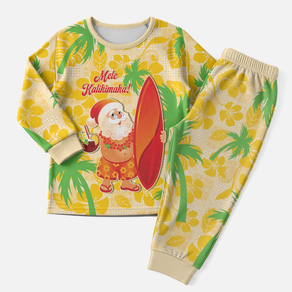 Aloha Hawaii Christmas Pajama Set Mele Kalikimaka Funny Santa Palaka Quilt Motifs LT14 Men Yellow - Polynesian Pride