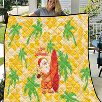Aloha Hawaii Christmas Quilt Mele Kalikimaka Funny Santa Palaka Quilt Motifs LT14 Yellow - Polynesian Pride