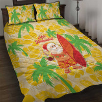 Aloha Hawaii Christmas Quilt Bed Set Mele Kalikimaka Funny Santa Palaka Quilt Motifs LT14 Yellow - Polynesian Pride