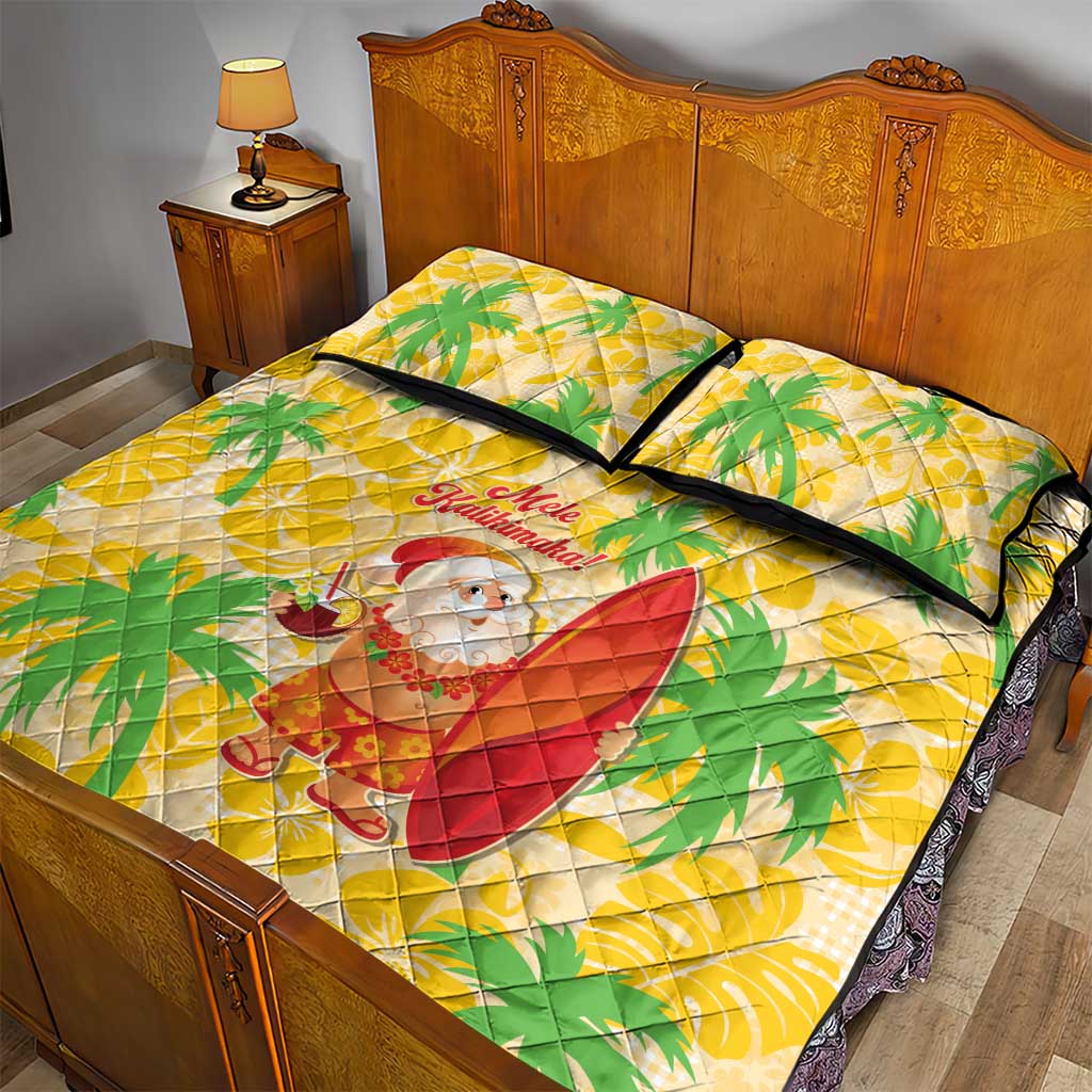 Aloha Hawaii Christmas Quilt Bed Set Mele Kalikimaka Funny Santa Palaka Quilt Motifs LT14 - Polynesian Pride