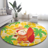 Aloha Hawaii Christmas Round Carpet Mele Kalikimaka Funny Santa Palaka Quilt Motifs LT14 - Polynesian Pride