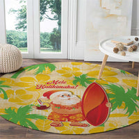 Aloha Hawaii Christmas Round Carpet Mele Kalikimaka Funny Santa Palaka Quilt Motifs LT14 - Polynesian Pride
