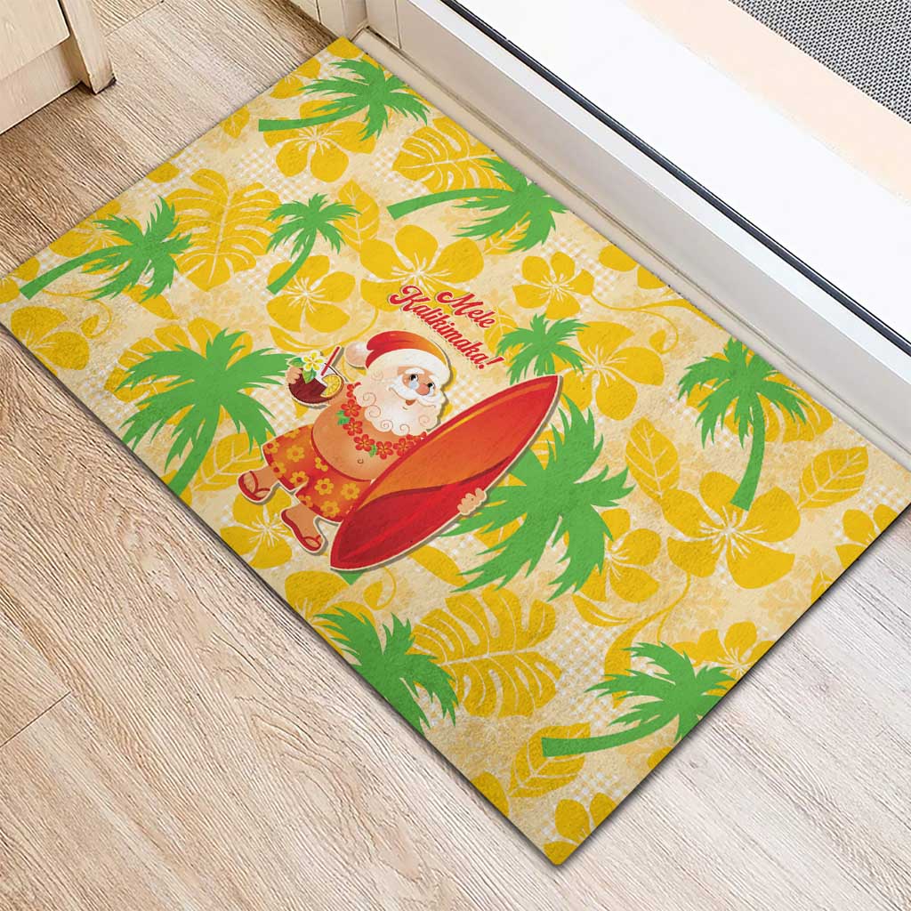 Aloha Hawaii Christmas Rubber Doormat Mele Kalikimaka Funny Santa Palaka Quilt Motifs LT14 - Polynesian Pride