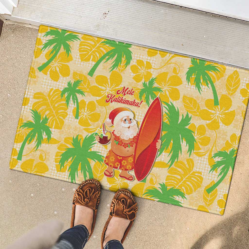 Aloha Hawaii Christmas Rubber Doormat Mele Kalikimaka Funny Santa Palaka Quilt Motifs LT14 - Polynesian Pride