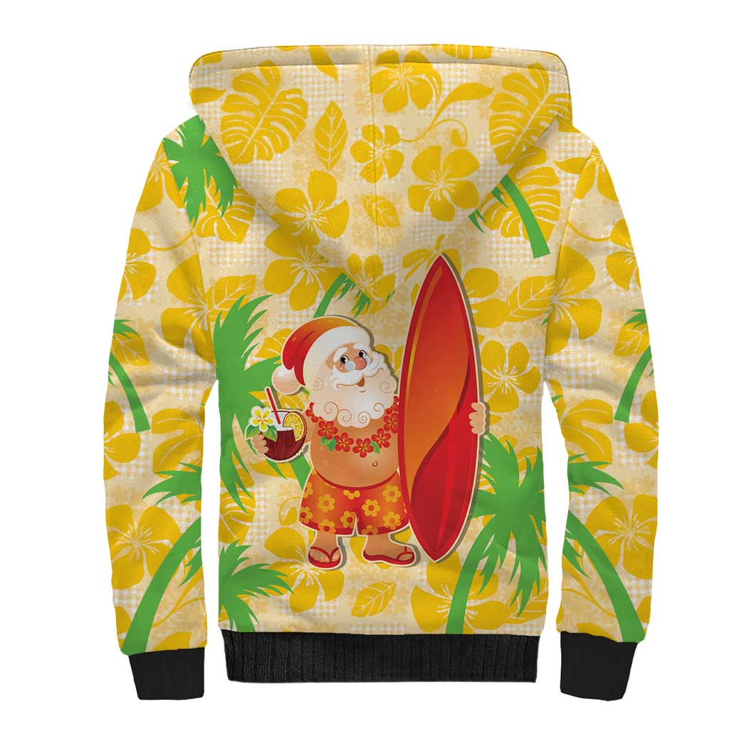 Aloha Hawaii Christmas Sherpa Hoodie Mele Kalikimaka Funny Santa Palaka Quilt Motifs LT14 - Polynesian Pride
