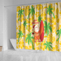 Aloha Hawaii Christmas Shower Curtain Mele Kalikimaka Funny Santa Palaka Quilt Motifs LT14 - Polynesian Pride