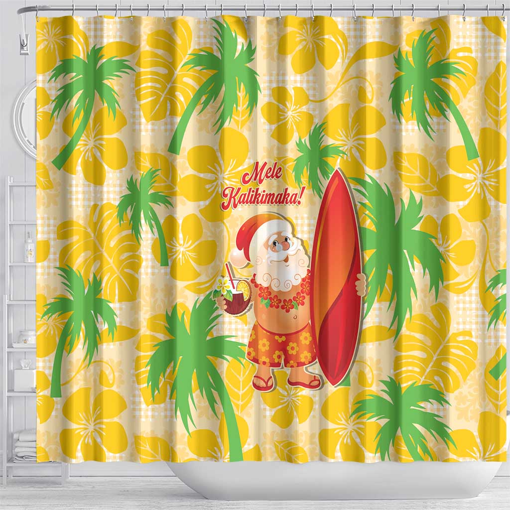 Aloha Hawaii Christmas Shower Curtain Mele Kalikimaka Funny Santa Palaka Quilt Motifs LT14 - Polynesian Pride