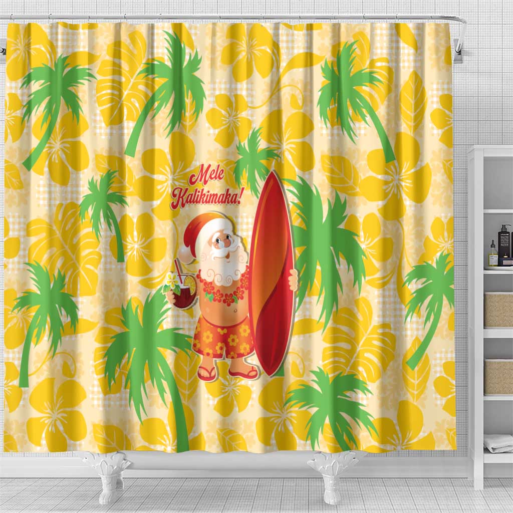 Aloha Hawaii Christmas Shower Curtain Mele Kalikimaka Funny Santa Palaka Quilt Motifs LT14 - Polynesian Pride